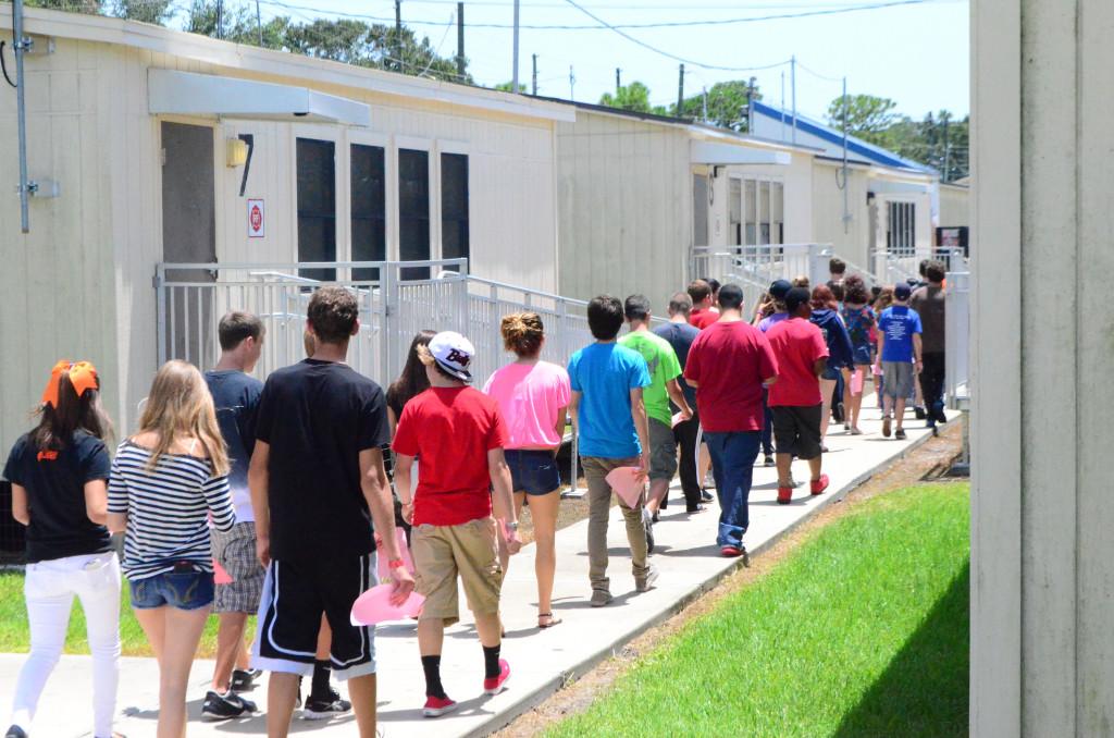 According to Florida's governor, students won't return to school before the end of this school year.  This picture was taken several years ago during a freshman orientation.