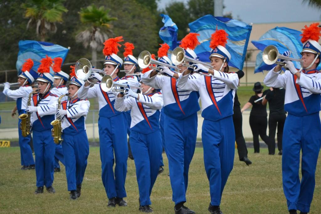 Marching band working hard