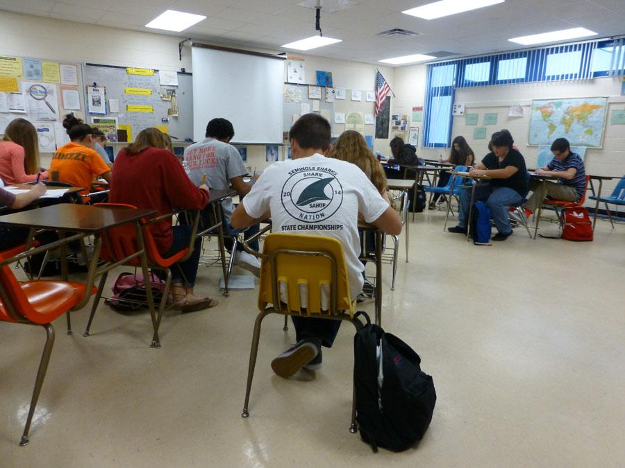 Mrs. Colton’s honors history students working hard. 