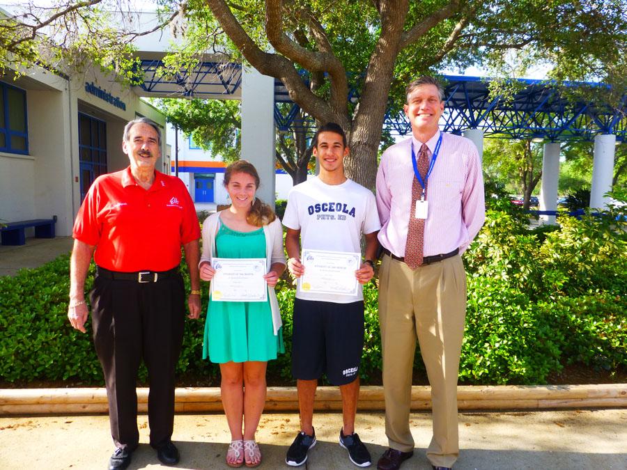 Seniors Cassandra Smoot and Alvaro Zuluaga were Elks Club students of the month for January