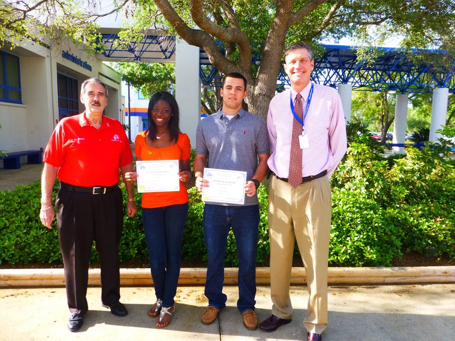 Seniors Michael Kleinman and Zena Griffin were chosen as the Elks Club students of the month for February