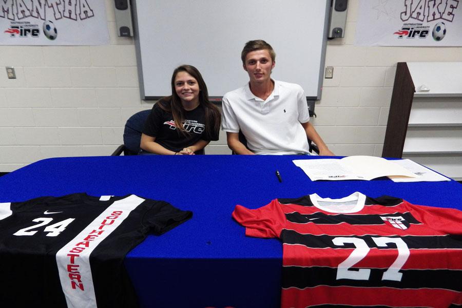 Soccer stars sign to future school