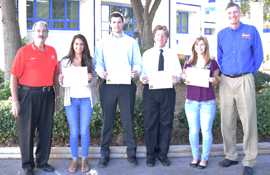 L to R:  Mr. Yagoda, Elks Club,  Kayla Chowhury, Hunter Gibson, Ian Shown and Jessica Beauleaux.