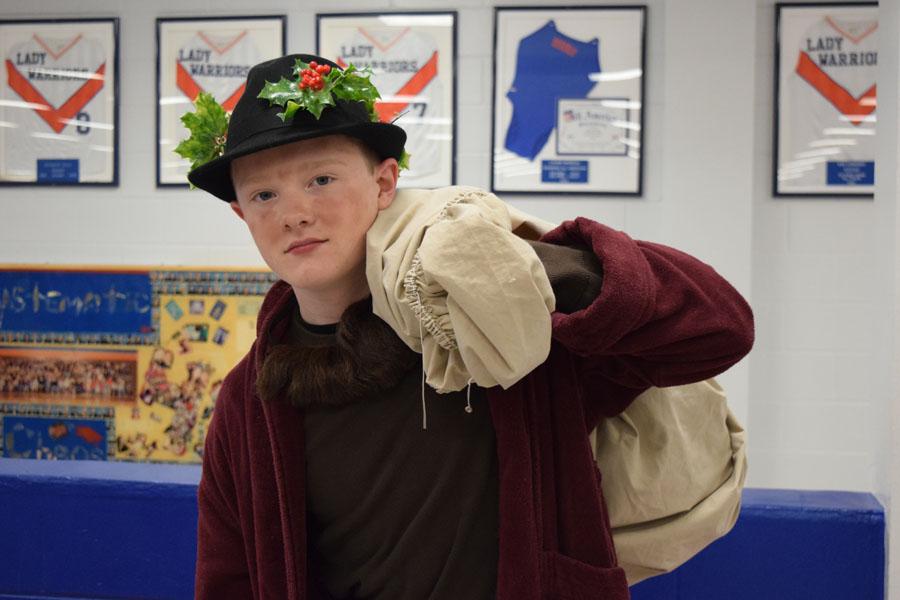 One of the better dressed Ugly Sweater Day participants  gets into the holiday spirit.