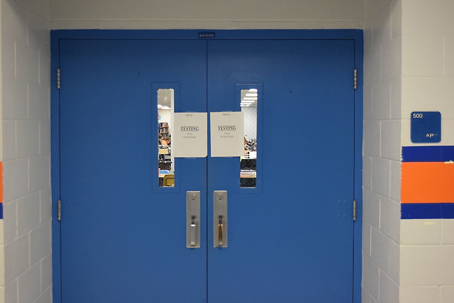 Testing takes place in the media center.