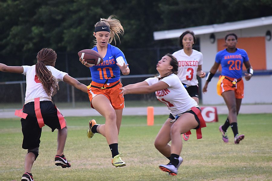 Taylor runs down the field during the teams last drive.