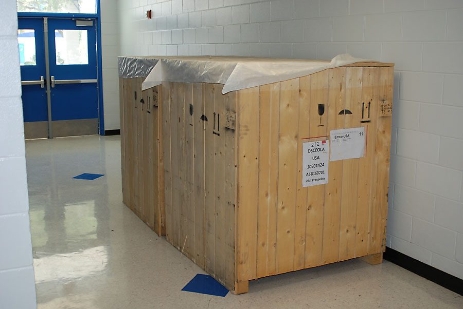 This box contains the new equipment that will be used for years by Osceolas engineering students. 