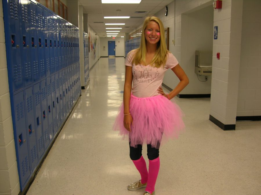 Pink Out Day will be October 26th.  This picture is of a student in 2013 who dressed in a pink outfit, showing school spirit.