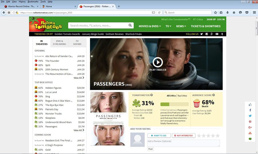 Rotten+Tomatoes+gave+Passengers+a+31%25+rating.