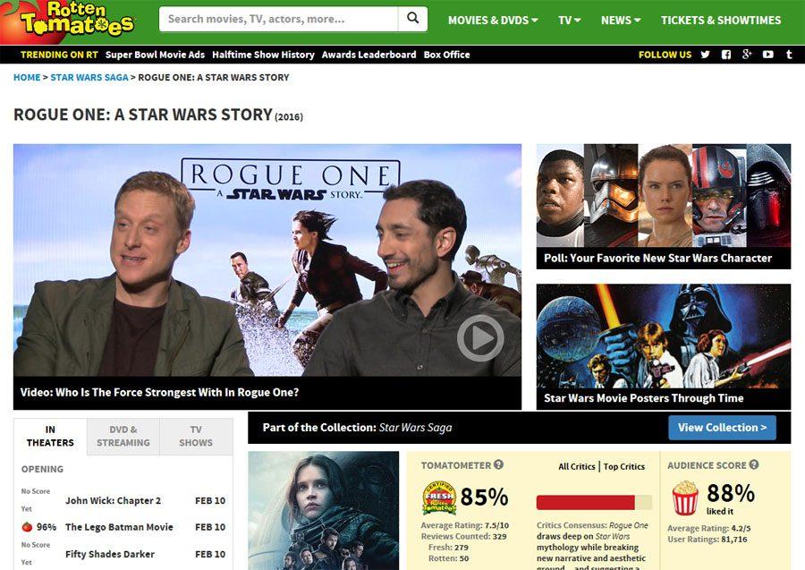 Rogue+One+received+an+85%25+review+on+Rotten+Tomatoes.+