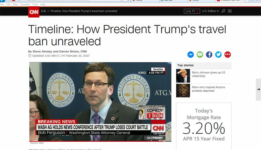 CNN reports on the status of trump's ban 