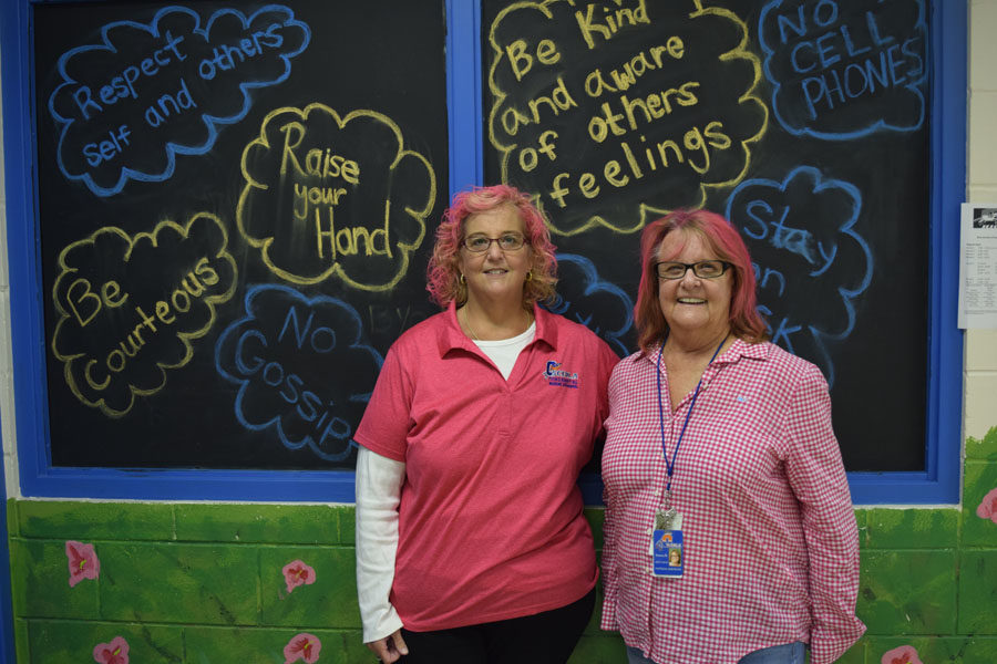 Teachers dress in pink  to support research for breast cancer on Pink Out Day, Friday, October 27th.