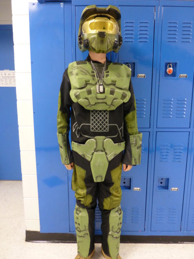 A student dressed up as "Master Chief" for Character Day last year.