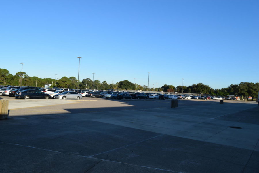 Different types of cars can be seen from our own parking lot. 