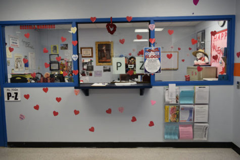 Valentine’s Day decorations brighten the office