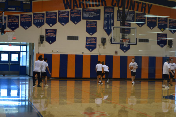 Kids play basketball in 2nd period with Coach Crumpacker.