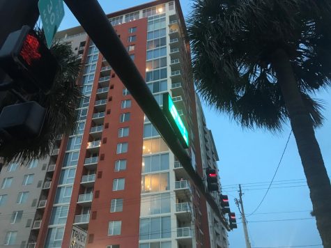 Residents of downtown St. Petersburg come out on their balconies to cheer for people on the front lines. 