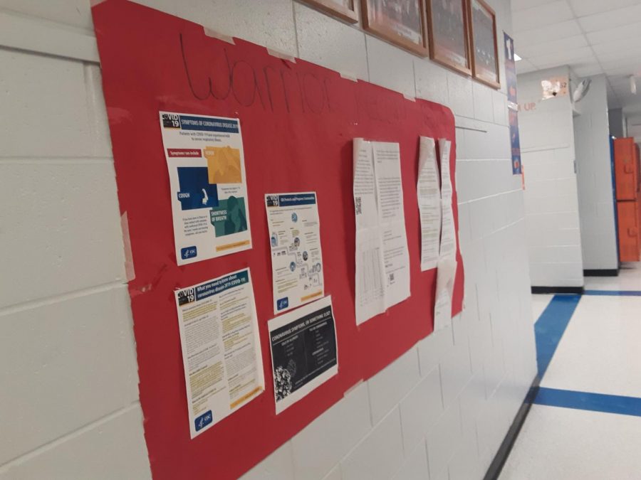 Before spring break, staff members of The Warrior Record posted updates about the virus in the hallway. Now students are dealing with the virus in their workplaces.