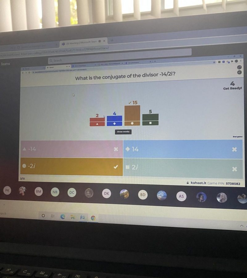 Students are practicing their math by playing kahoot.