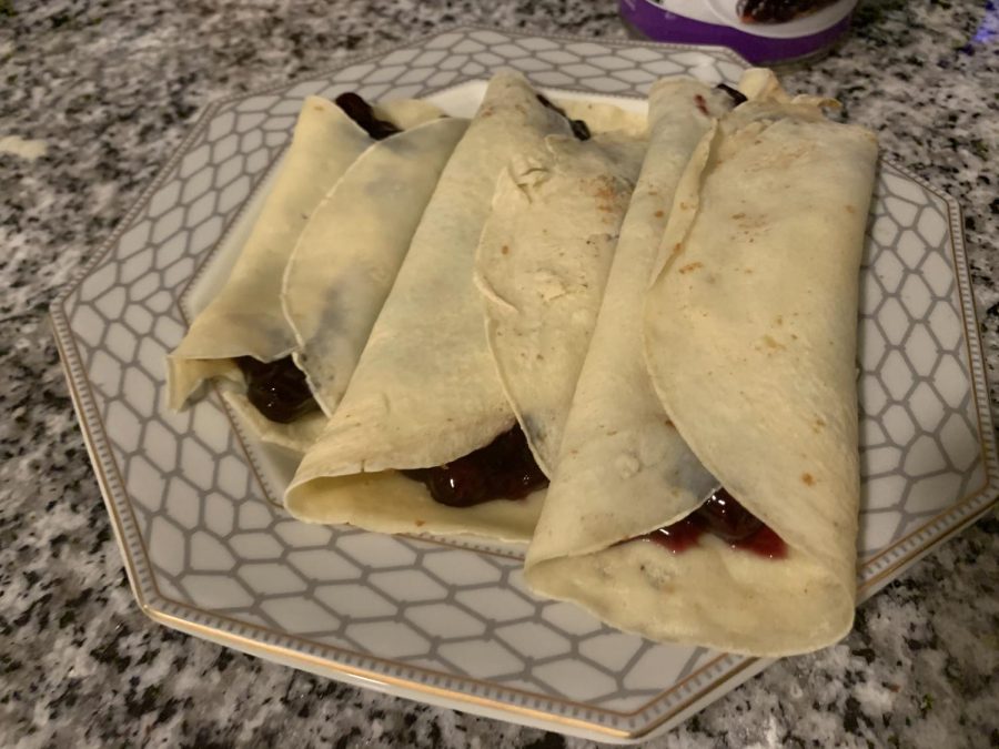 Finished product of traditional blintzes.