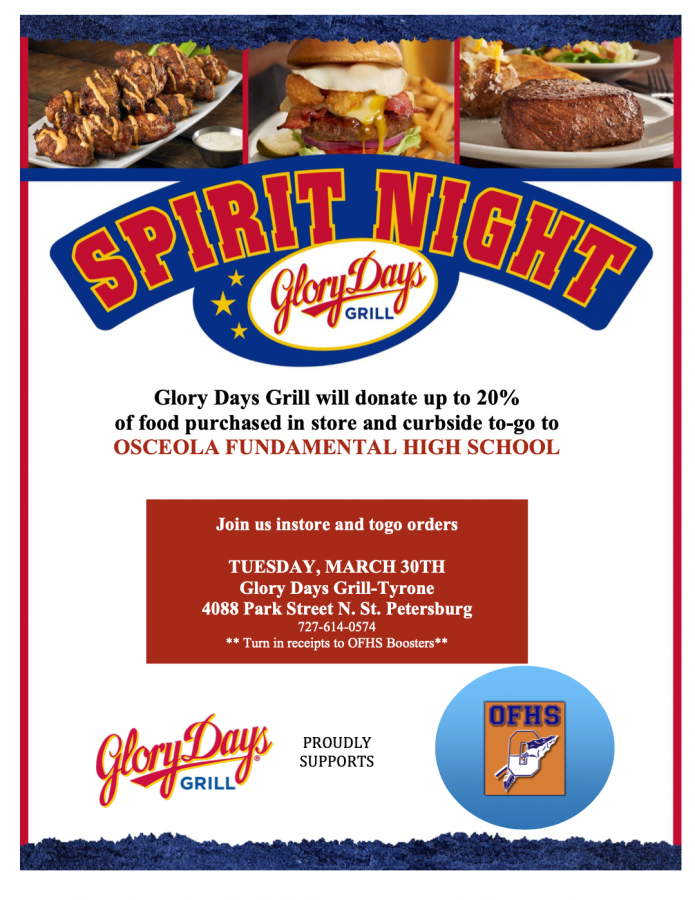 Spirit night at Glory Days