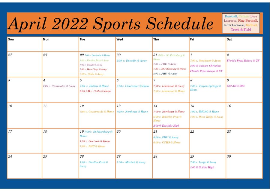 April 2022 Sports Schedule