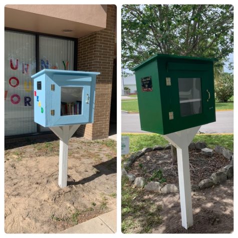 Little Libraries located at Eisenhower Elementary (left) and Pierce Middle (right).