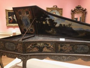 This harpsichord is on display at Ringling Art Museum .