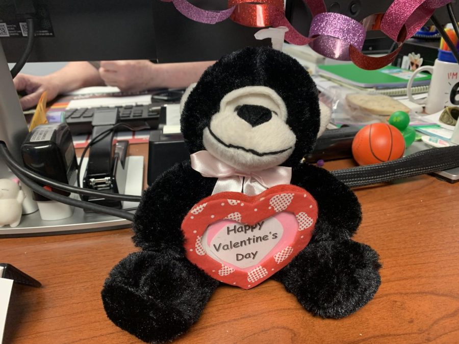 Valentine's decorations in the office.
