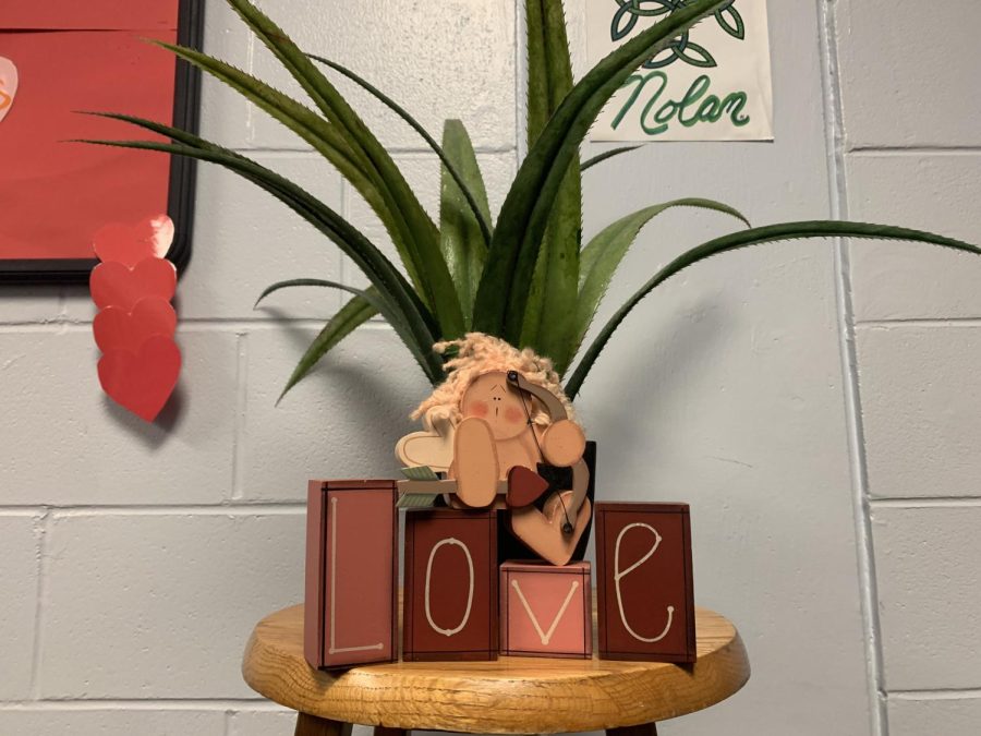 Valentines decorations in the office.