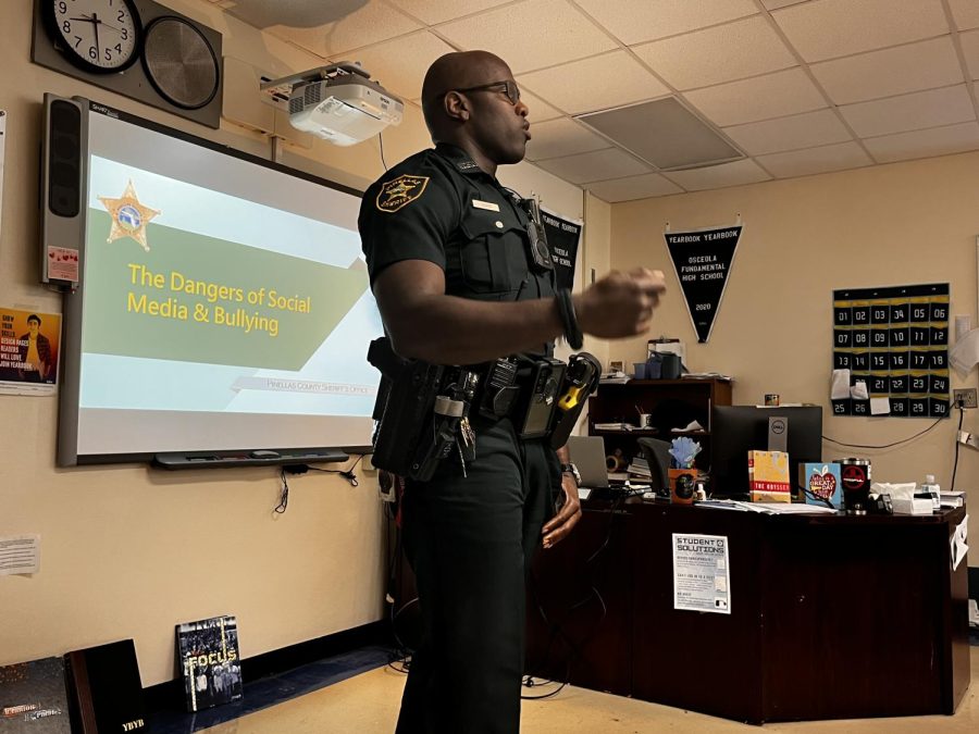 Deputy Lewis is giving a presentation on school safety.
