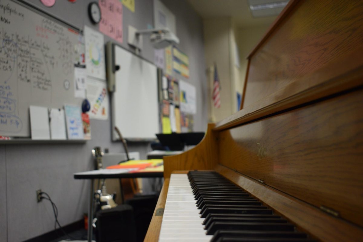 The piano in the Chorus classroom.