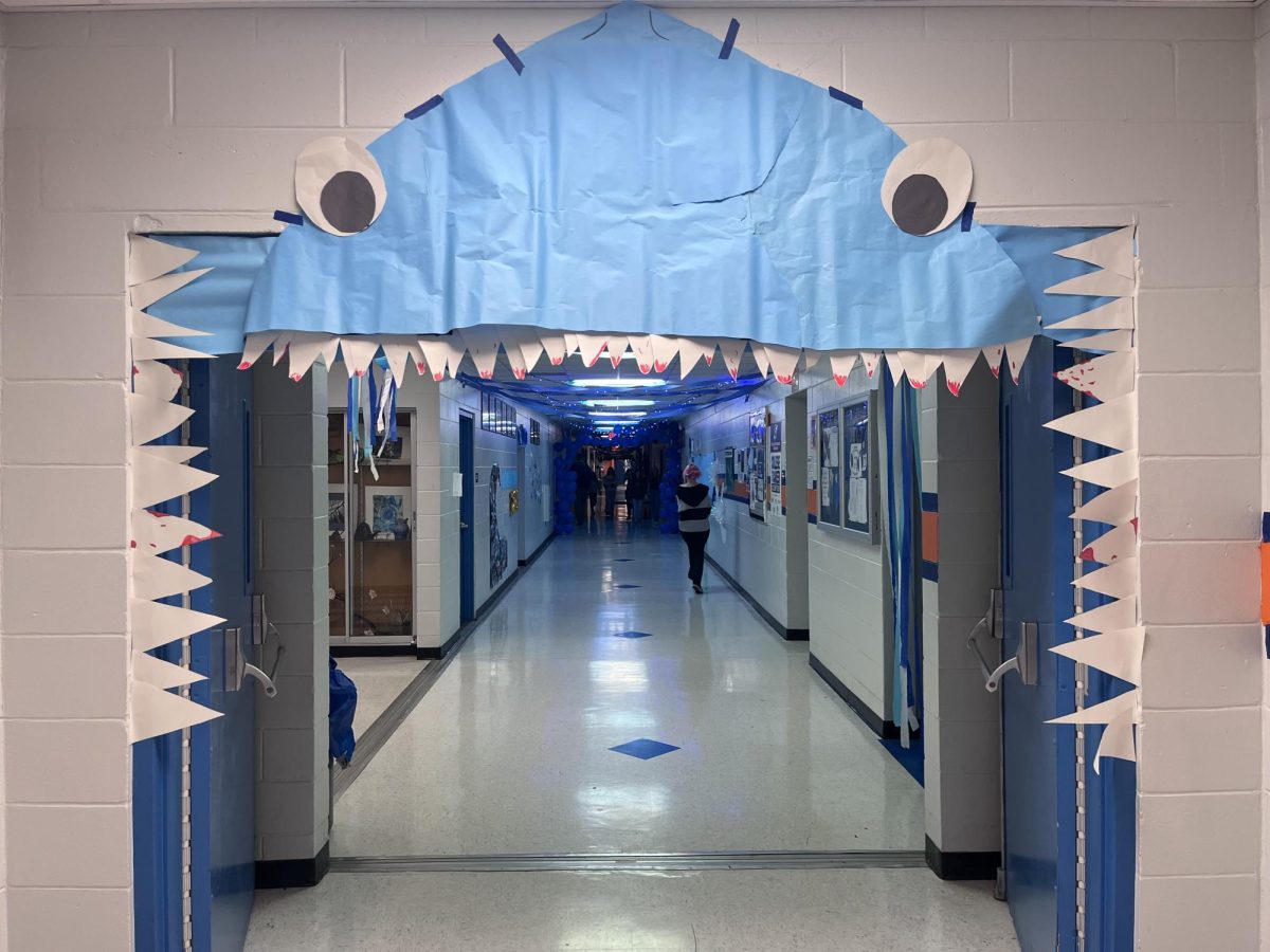 The halls were flooded with under the sea decorations.