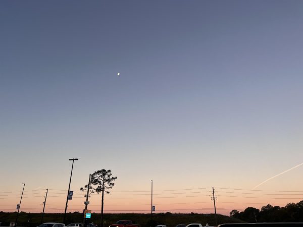 The moon is hanging high in the dawn sky on an Osceola Warrior morning. 