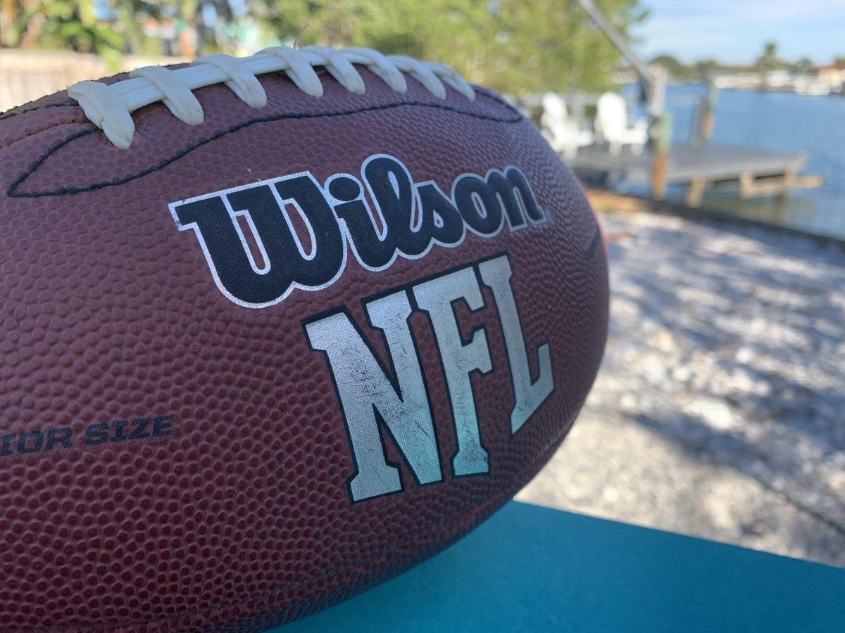 Photo taken of football from Osceola gym. 123.7 million people watched the chiefs win their second Super Bowl in a row with a similar ball.