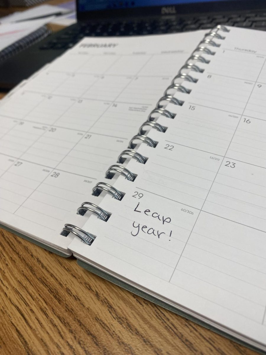A planner identifying the change of days for leap year in 2024.