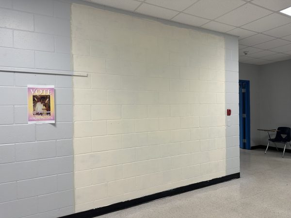 The 2024 senior mural has begun, starting with a blank slate.