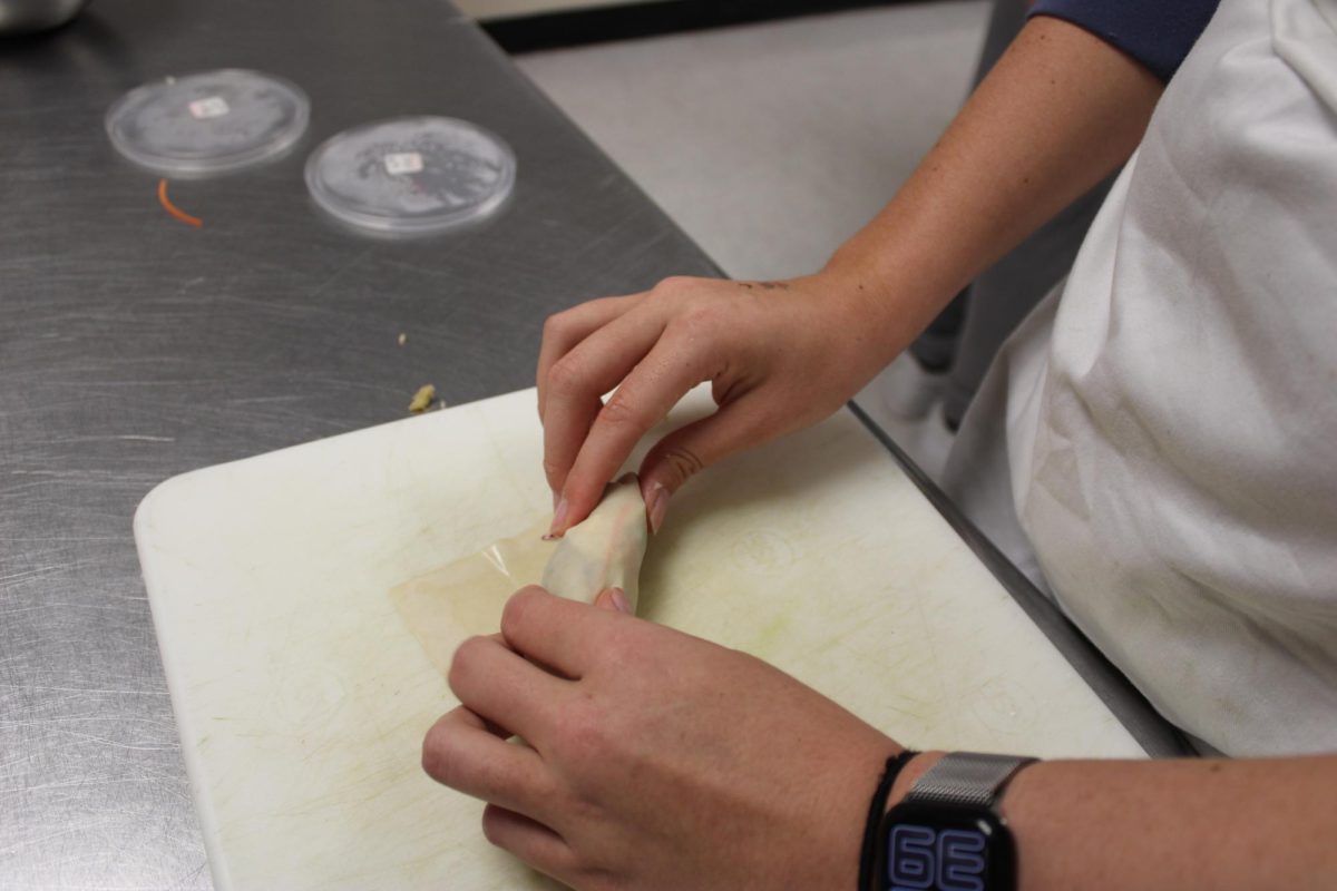 The egg rolls are rolled to give the shape