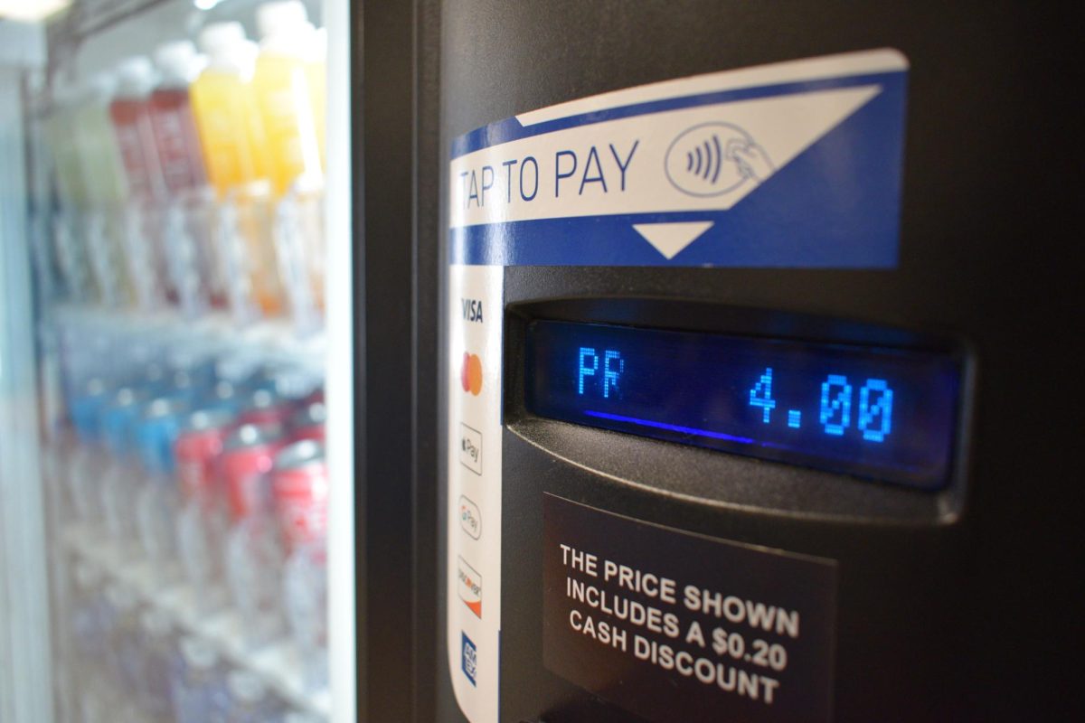 This vending machine is located in the cafeteria.