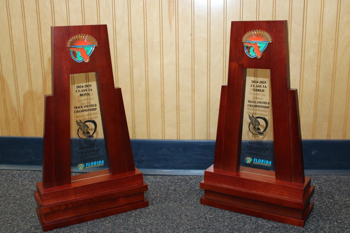 Track trophies are in the front office.