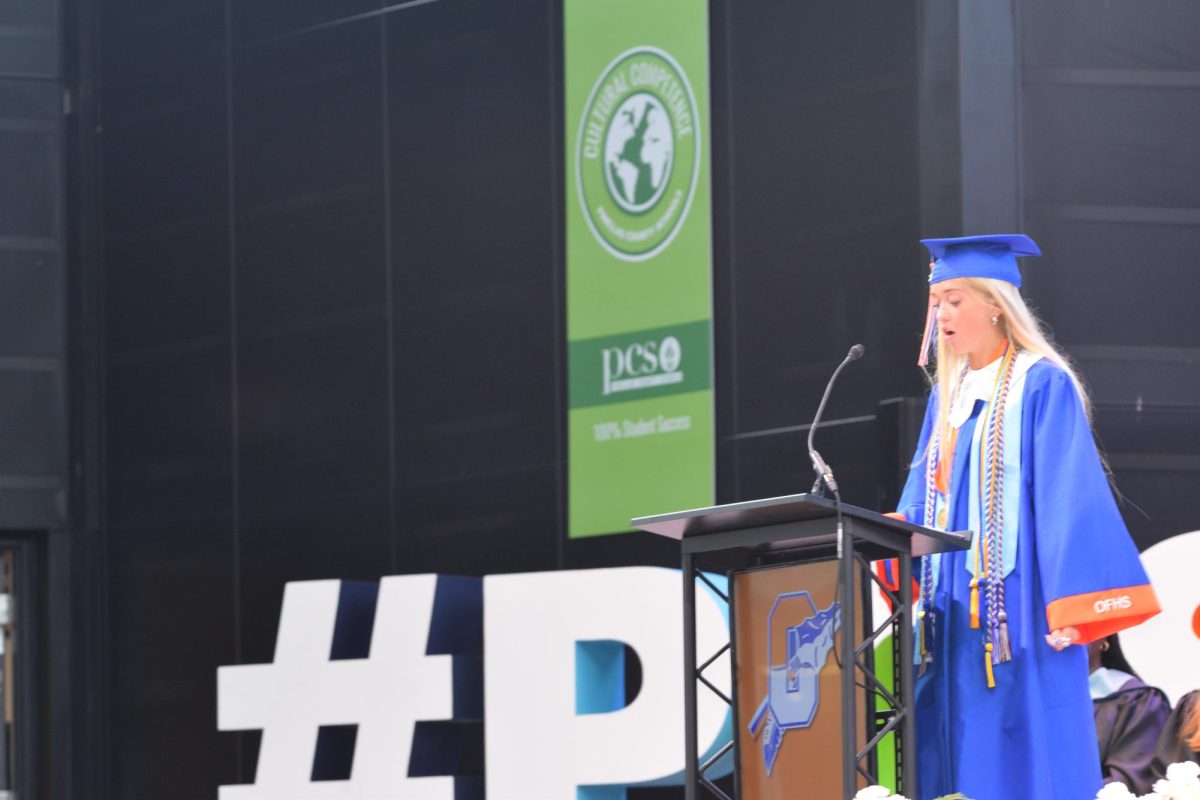 Holland Downey, Senior Class President, addressed fellow classmates after Garvey, and inspired them to accept future challenges.