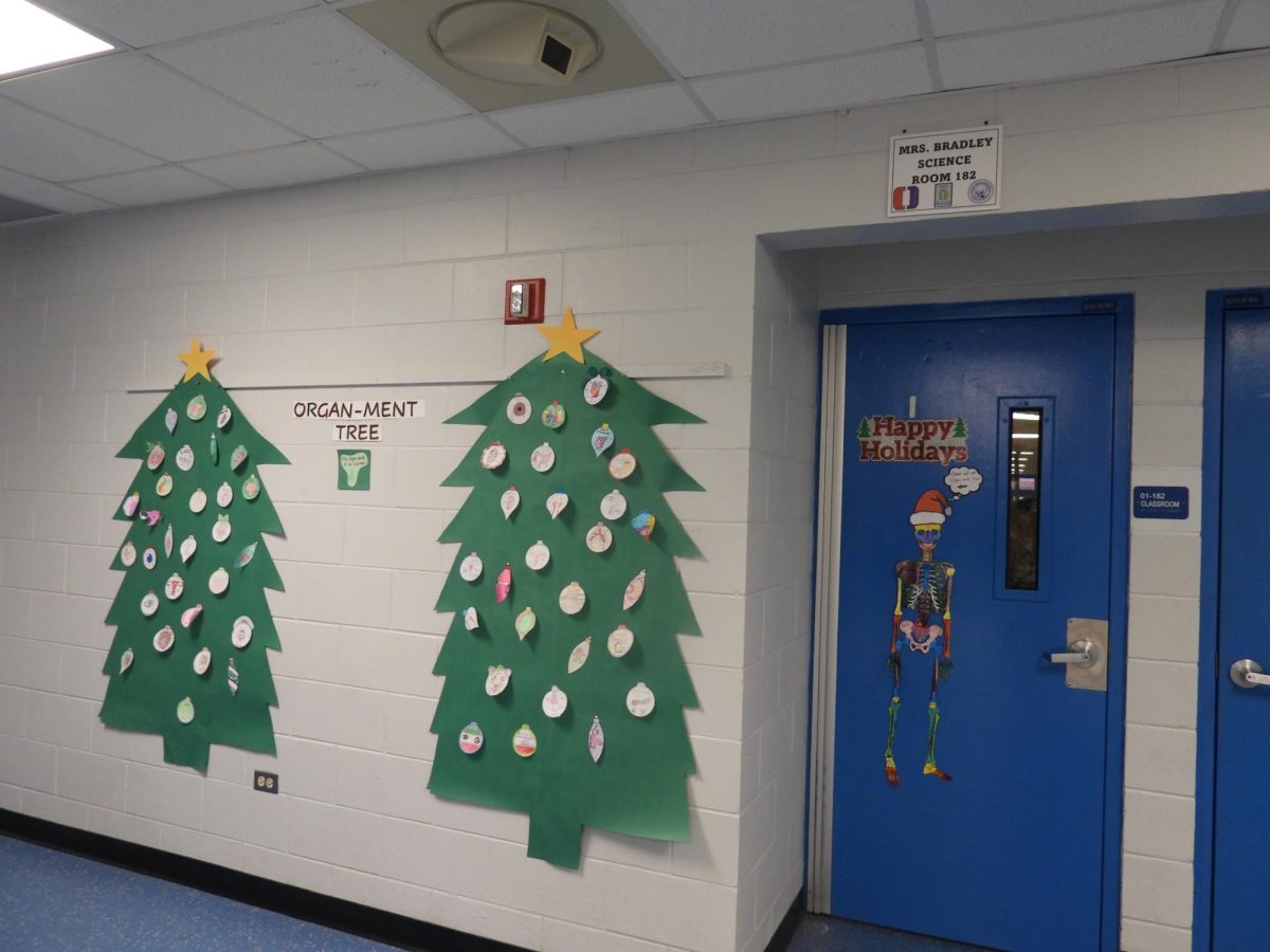 Organ-Ments outside of Mrs. Bradleys room.