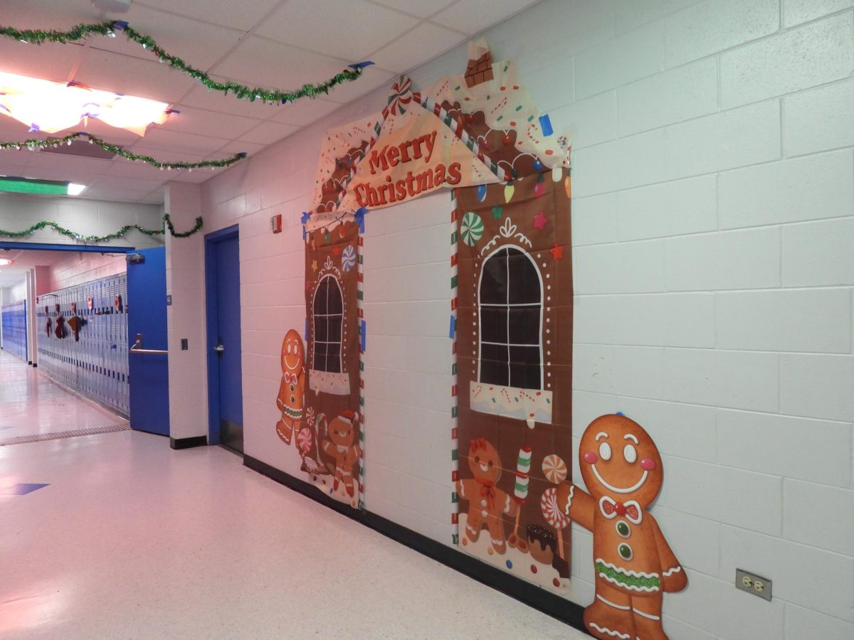 The students decorated the hallway for Christmas cheer.