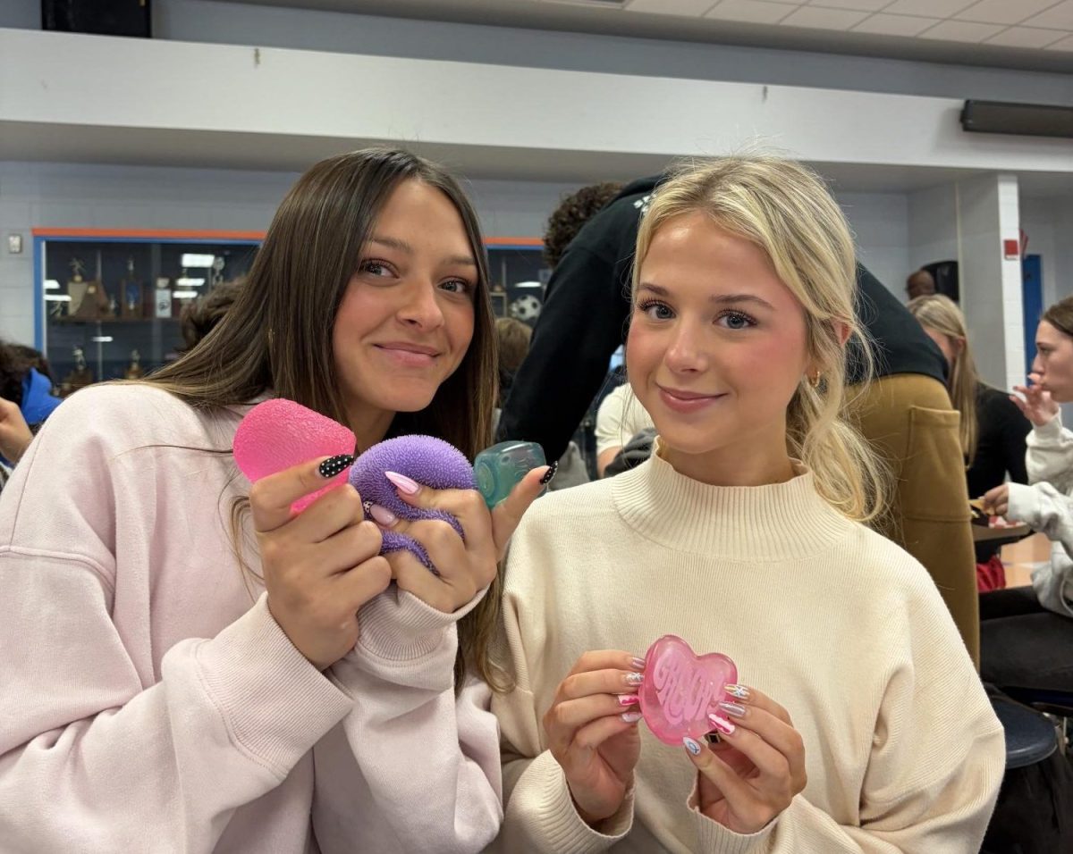 During lunch time Jade Harling (11th) and Mira Redwitz (11th) plays with Needohs and shares them with friends.